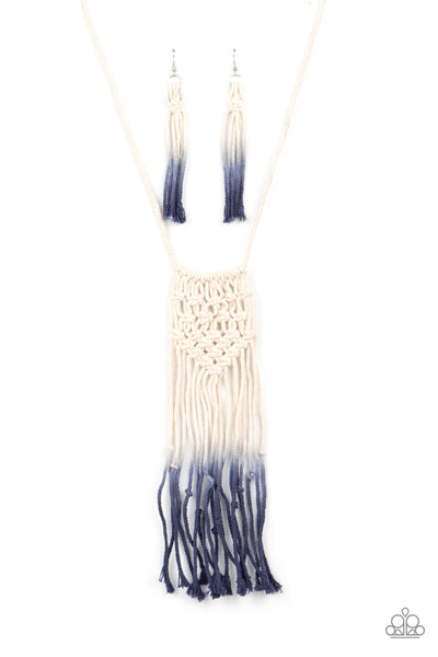 Surfin The Net - Blue Macrame Necklace