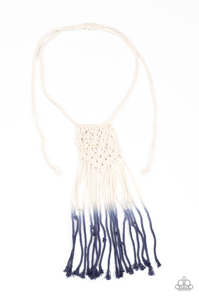 Surfin The Net - Blue Macrame Necklace