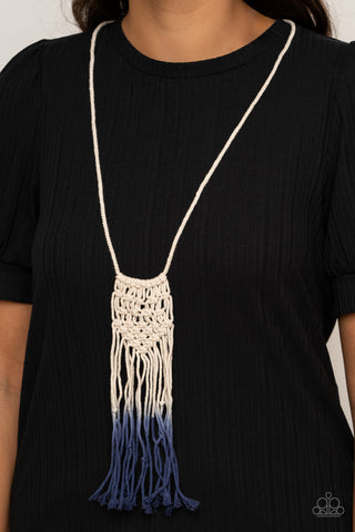 Surfin The Net - Blue Macrame Necklace