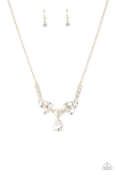 Unrivaled Sparkle - Gold Paparazzi Necklace - sofancyjewels