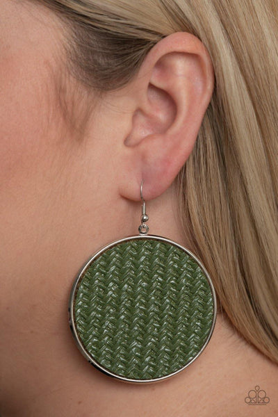 Wonderfully Woven - Green Paparazzi Earrings - sofancyjewels