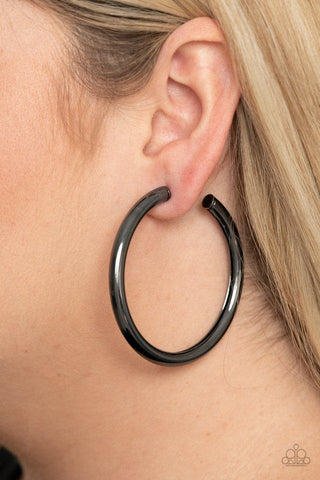 Curve Ball - Black Paparazzi Earring - sofancyjewels