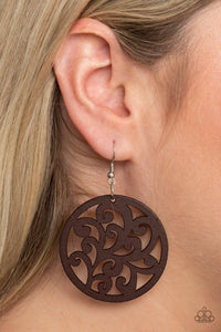 Fresh Off The Vine - Brown Wood Paparazzi Earrings - sofancyjewels