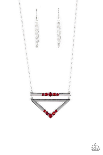 Triangulated Twinkle - Red Paparazzi Necklace - sofancyjewels