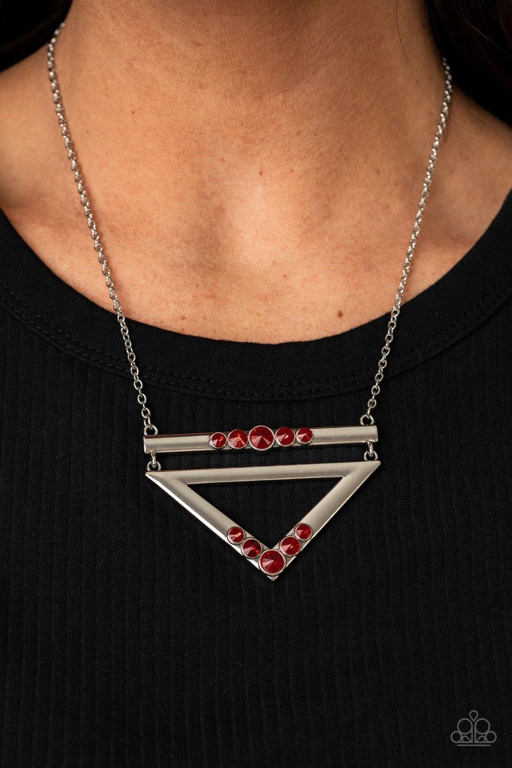 Triangulated Twinkle - Red Paparazzi Necklace - sofancyjewels