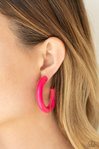 Woodsy Wonder - Pink Paparazzi  Wood Earrings - sofancyjewels