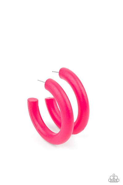 Woodsy Wonder - Pink Paparazzi  Wood Earrings - sofancyjewels