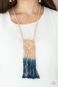 Look At MACRAME Now - Blue Paparazzi Macrame Necklace - sofancyjewels