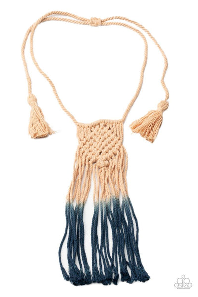 Look At MACRAME Now - Blue Paparazzi Macrame Necklace - sofancyjewels