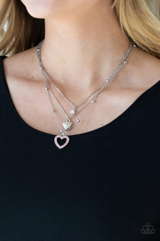 Never Miss a Beat - Pink Paparazzi Heart Layered Necklace - sofancyjewels