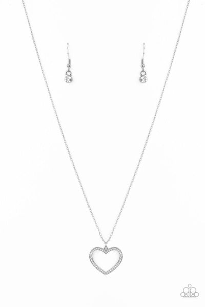 GLOW by Heart - White Paparazzi Heart Necklace - sofancyjewels