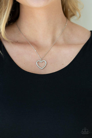 GLOW by Heart - White Paparazzi Heart Necklace - sofancyjewels