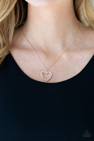 GLOW by Heart - Rose Gold Paparazzi Heart Necklace - sofancyjewels