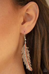 Fearless Flock - Orange Paparazzi Silver Earrings - sofancyjewels