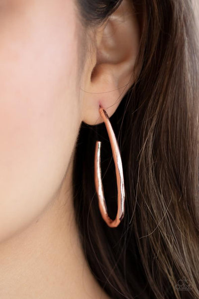 Totally Hooked - Rose Gold Paparazzi Hoop Earrings