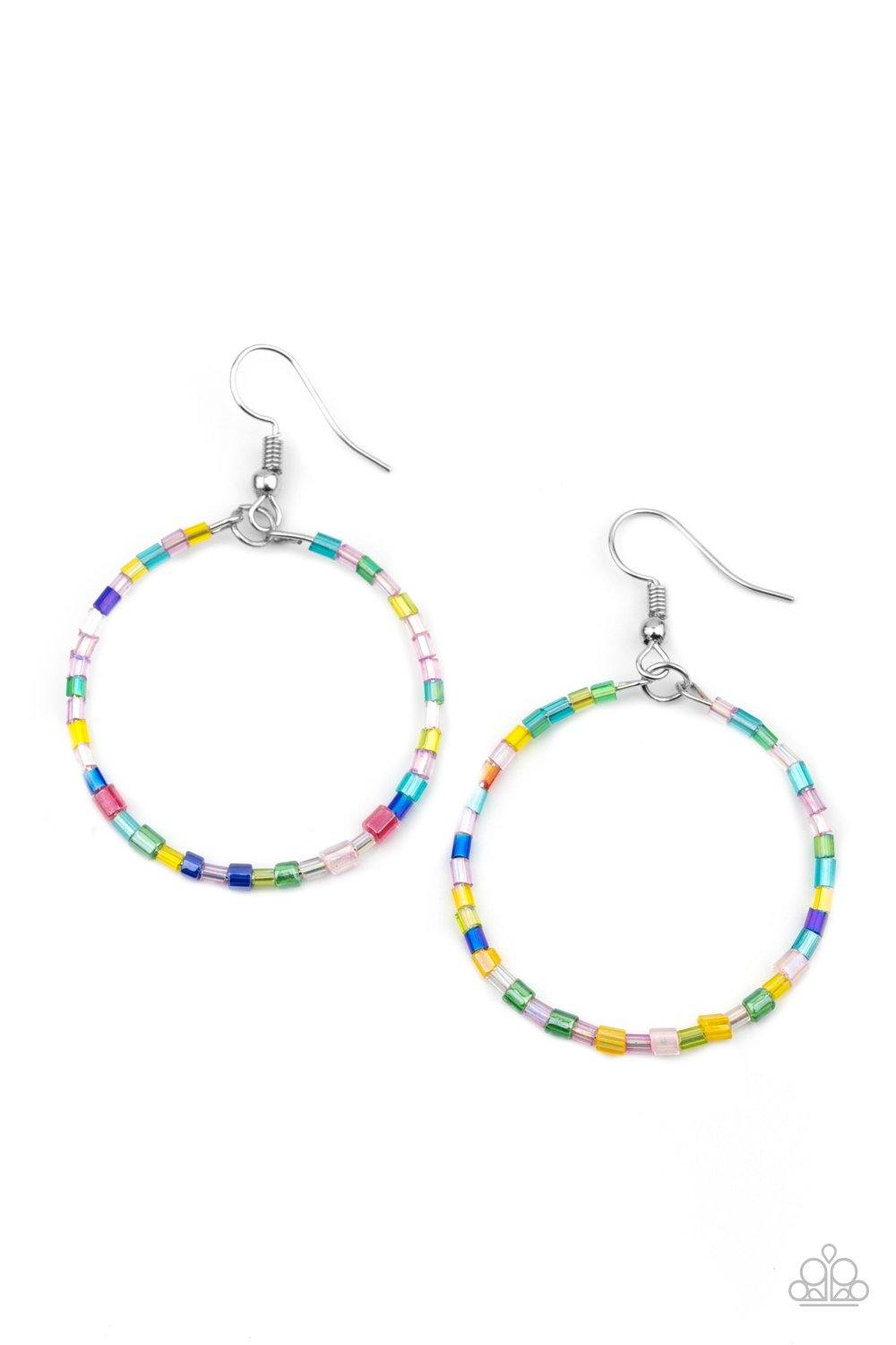 Colorfully Curvy - Multi Paparazzi Earrings - sofancyjewels