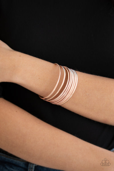 Now Watch Me Stack - Rose Gold Paparazzi Bracelet