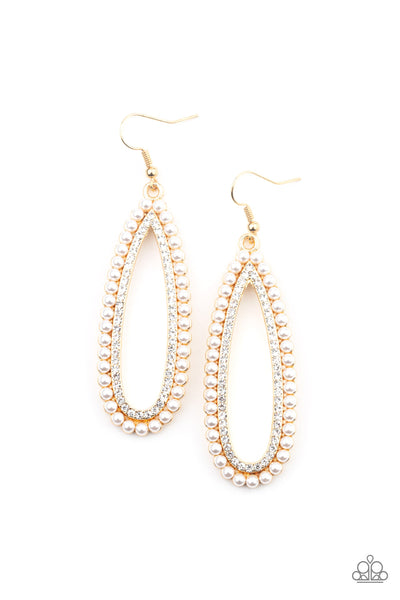 Glamorously Glowing - Gold Paparazzi Earrings