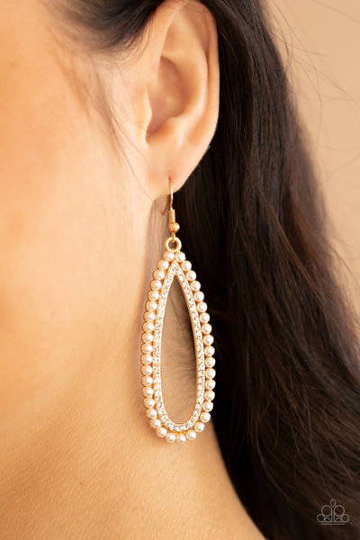 Glamorously Glowing - Gold Paparazzi Earrings