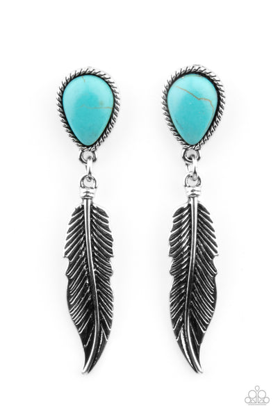 Totally Tran-QUILL - Blue Paparazzi Earrings