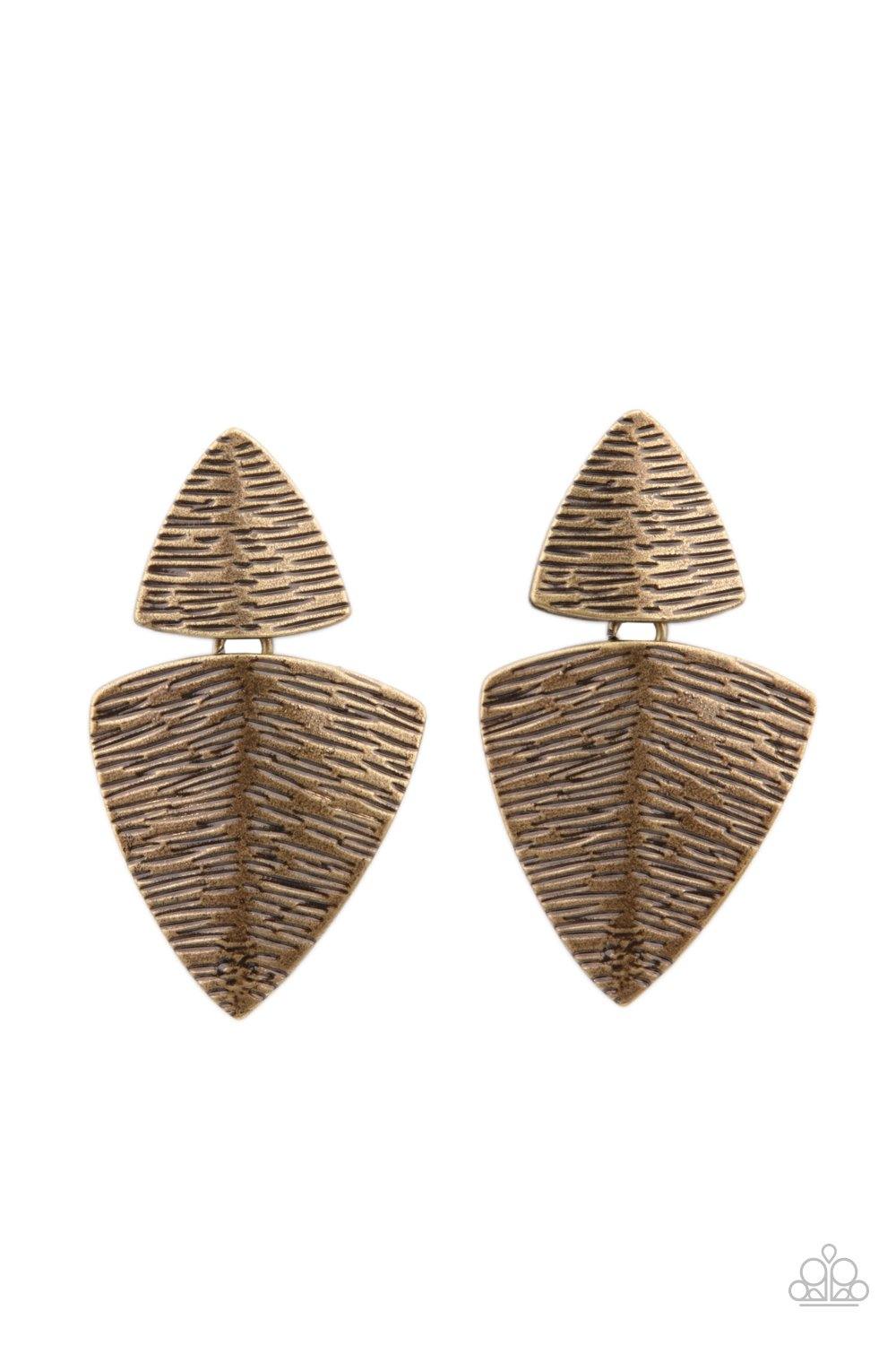 PRIMAL Factors - Brass Paparazzi Earrings - sofancyjewels