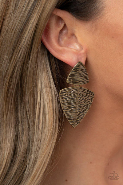 PRIMAL Factors - Brass Paparazzi Earrings - sofancyjewels