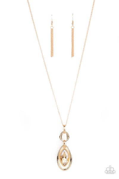 Glamorously Glaring - Gold Paparazzi Necklace