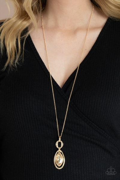 Glamorously Glaring - Gold Paparazzi Necklace