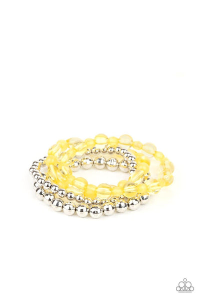 Delightfully Disco - Yellow Paparazzi Bracelets - sofancyjewels