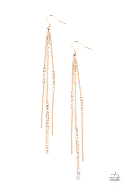 Dainty Dynamism - Gold Paparazzi Earrings