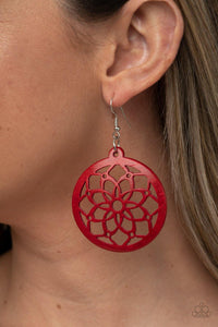 Mandala Meadow - Red Paparazzi Wood Earrings - sofancyjewels