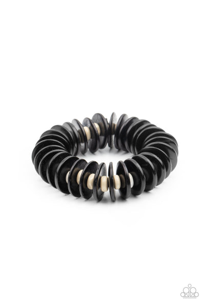 Caribbean Reefs - Black Paparazzi Wood Bracelet