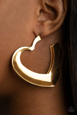 Heart-Racing Radiance - Gold Paparazzi Hoop Earrings