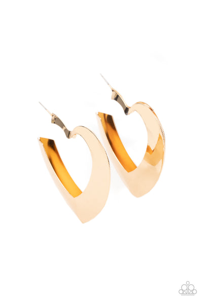 Heart-Racing Radiance - Gold Paparazzi Hoop Earrings