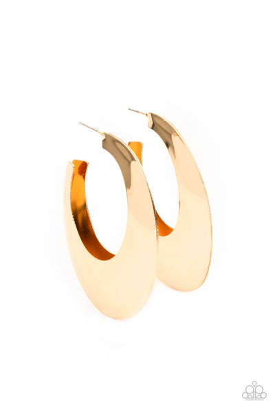 Going OVAL-board -Gold Paparazzi Earring