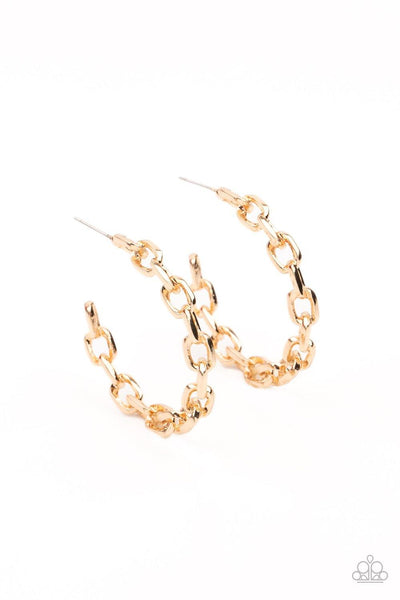 Stronger Together - Gold Paparazzi Hoop Earrings - sofancyjewels