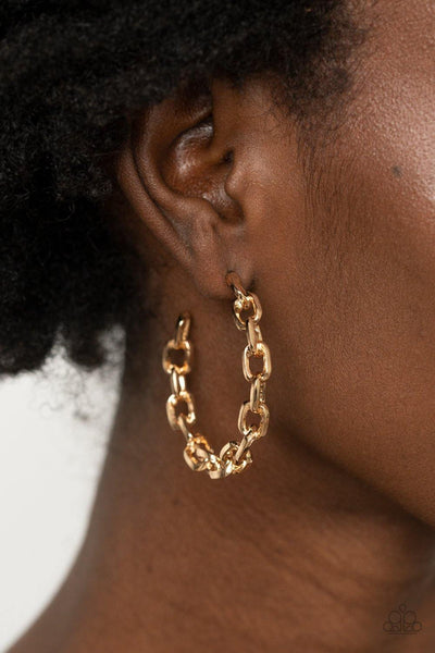 Stronger Together - Gold Paparazzi Hoop Earrings - sofancyjewels