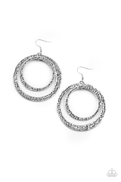 Rounded Out - Silver Paparazzi Earrings
