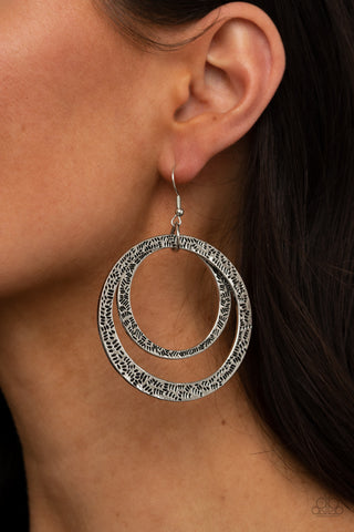 Rounded Out - Silver Paparazzi Earrings