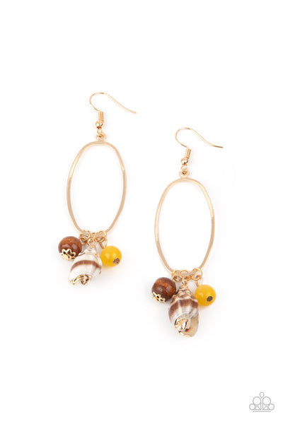 Golden Grotto - Yellow Paparazzi Earrings