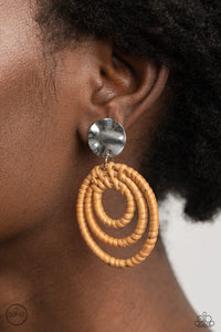 Whimsically Wicker - Brown Paparazzi Earrings