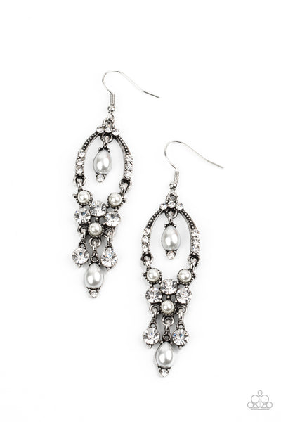 Back In The Spotlight - White Paparazzi Earrings