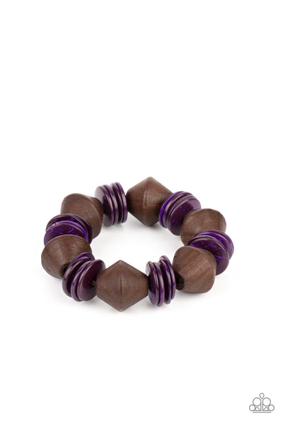 Bermuda Boardwalk - Purple Paparazzi Wood Bracelet