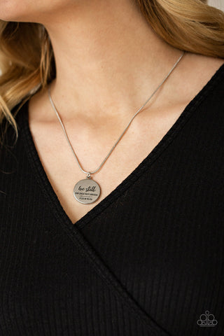 Be Still - Silver Paparazzi Inspirational Necklace