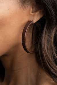 Leather-Clad Legend - Brown Paparazzi Hoop Earrings