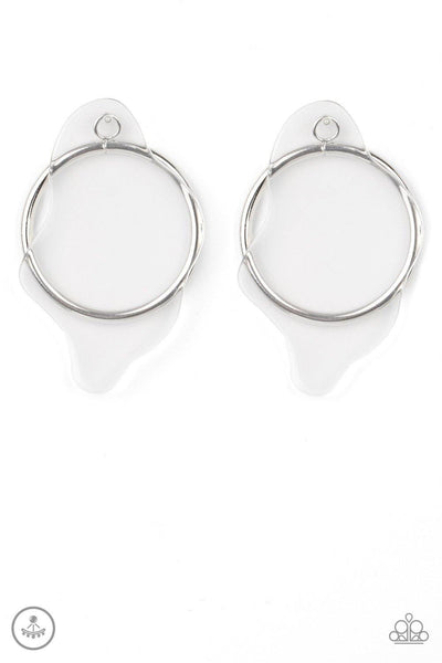 Clear The Way! - White Paparazzi Acrylic Earrings - sofancyjewels