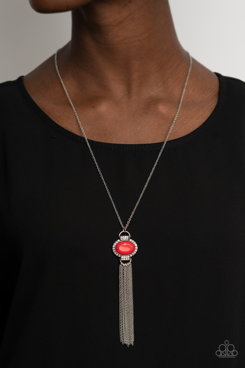 What GLOWS Up - Red and Silver  Paparazzi Necklace