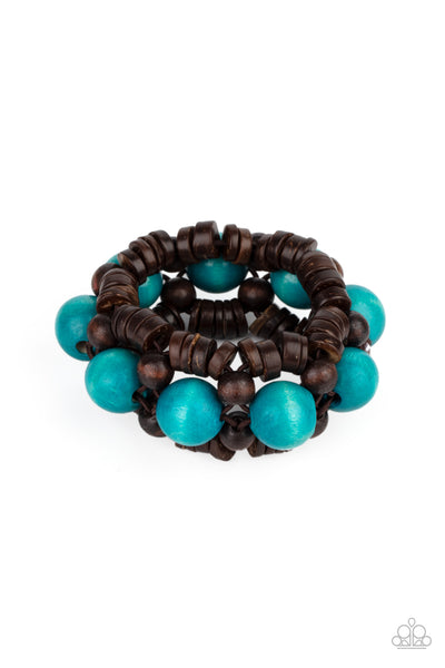 Tropical Temptations - Blue Paparazzi Wood Bracelet