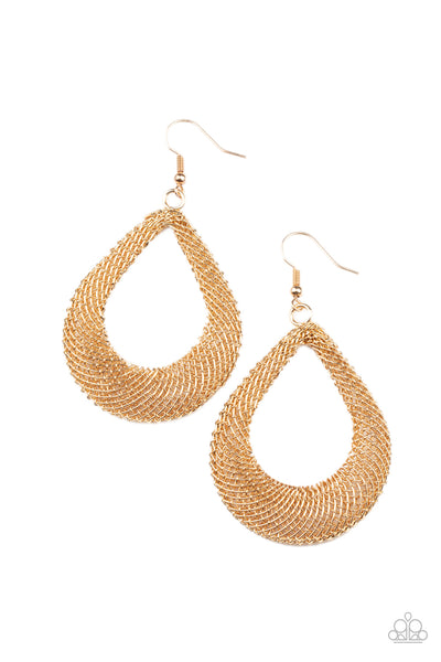 A Hot MESH - Gold Paparazzi Earrings