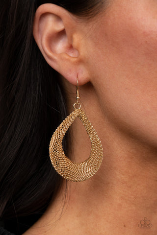 A Hot MESH - Gold Paparazzi Earrings